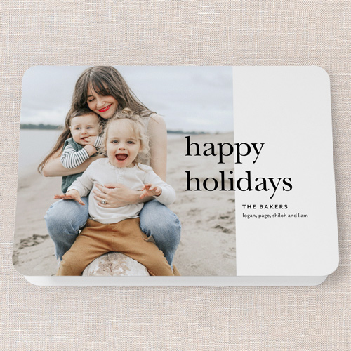 Simple Joyful Moments Holiday Card, White, 5x7 Folded, Holiday, Pearl Shimmer Cardstock, Rounded, White