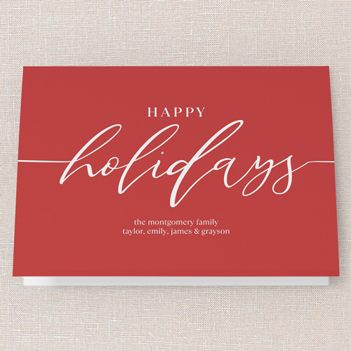 Hand Lettered Charm Holiday Card, Red, 5x7 Folded, Holiday, Matte, Folded Smooth Cardstock, Square