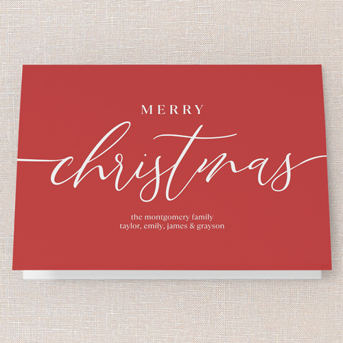 Hand Lettered Charm Holiday Card, Red, 5x7 Folded, Christmas, Matte, Folded Smooth Cardstock, Square, Red