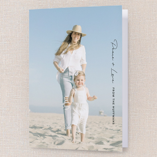 Stylish Signature Holiday Card, White, 5x7 Folded, Holiday, Pearl Shimmer Cardstock, Square, White