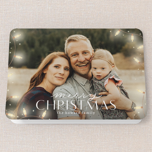 Beaming Bulbs Holiday Card, White, 5x7 Folded, Christmas, Matte, Folded Smooth Cardstock, Rounded, White