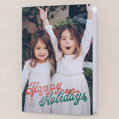 Looped Sentiment Holiday Card, Red, 5x7 Folded, Holiday, Pearl Shimmer Cardstock, Square, Radish