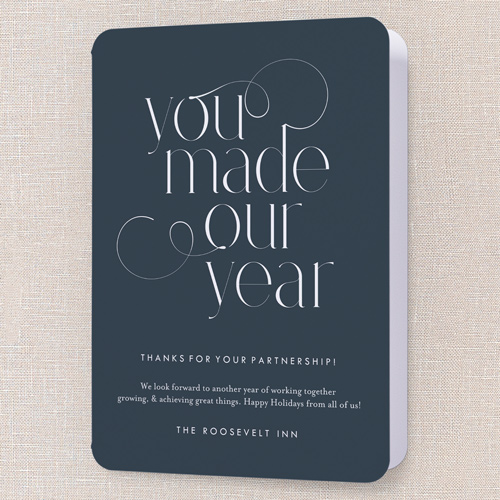 Clean Flourish Holiday Card, Blue, 5x7 Folded, Holiday, Matte, Folded Smooth Cardstock, Rounded, Nautical