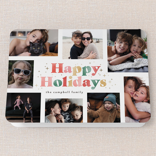 Textured Letters Holiday Card, White, 5x7 Folded, Holiday, Pearl Shimmer Cardstock, Rounded, White