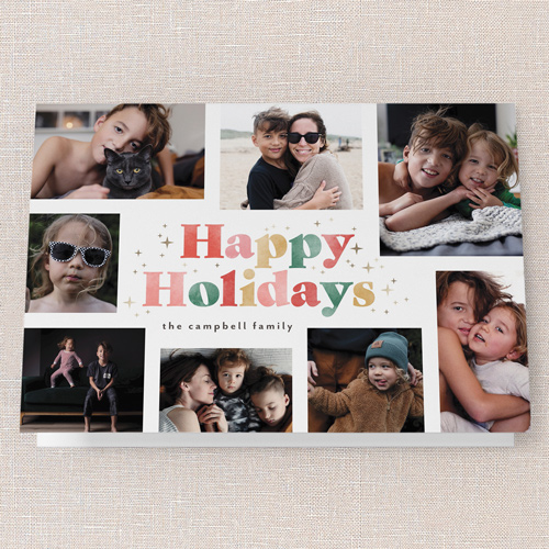 Textured Letters Holiday Card, White, 5x7 Folded, Holiday, Pearl Shimmer Cardstock, Square, White