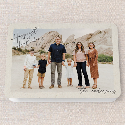 Signature Texture Holiday Card, Beige, 5x7 Folded, Holiday, Matte, Folded Smooth Cardstock, Rounded, Beige