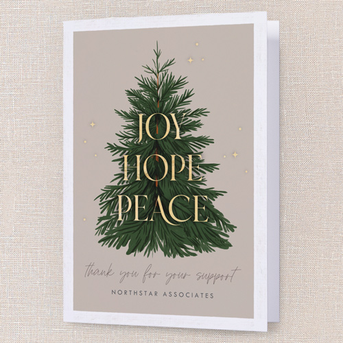 Festivity Hope Holiday Card, Beige, 5x7 Folded, Holiday, Pearl Shimmer Cardstock, Square, Wheat