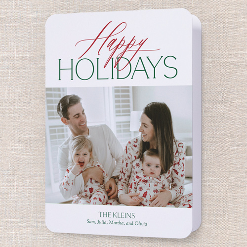 Jolly Gallery Holiday Card, White, 5x7 Folded, Holiday, Pearl Shimmer Cardstock, Rounded, White