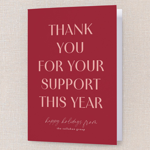 Thankful Year Holiday Card, Red, 5x7 Folded, Holiday, Pearl Shimmer Cardstock, Square, Apple