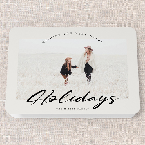 Smooth Signature Holiday Card, White, 5x7 Folded, Holiday, Matte, Folded Smooth Cardstock, Rounded, Almond