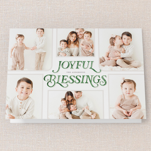 Painted Penmanship Holiday Card, Green, 5x7 Folded, Religious, Pearl Shimmer Cardstock, Square, Forest