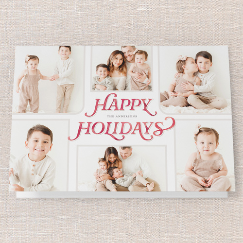 Painted Penmanship Holiday Card, Red, 5x7 Folded, Holiday, Pearl Shimmer Cardstock, Square, Winterberry