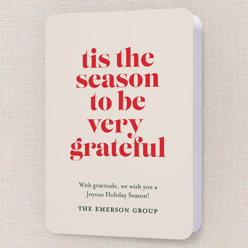 Grateful Season Holiday Card, Beige, 5x7 Folded, Holiday, Matte, Folded Smooth Cardstock, Rounded, Cream