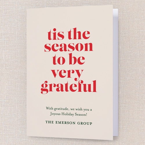 Grateful Season Holiday Card, Beige, 5x7 Folded, Holiday, Pearl Shimmer Cardstock, Square, Cream