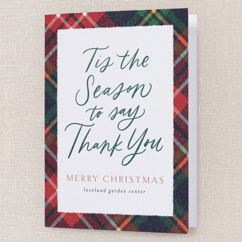 Plaid Gratitude Holiday Card, Red, 5x7 Folded, Christmas, Matte, Folded Smooth Cardstock, Square, Cinnamon
