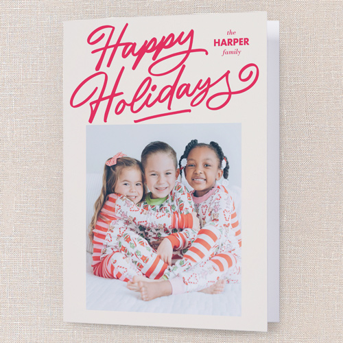 Joyful Wishes Holiday Card, Beige, 5x7 Folded, Holiday, Pearl Shimmer Cardstock, Square, Cream