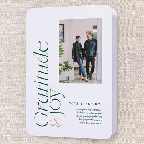 Joyful Message Holiday Card, White, 5x7 Folded, Holiday, Matte, Folded Smooth Cardstock, Rounded, White