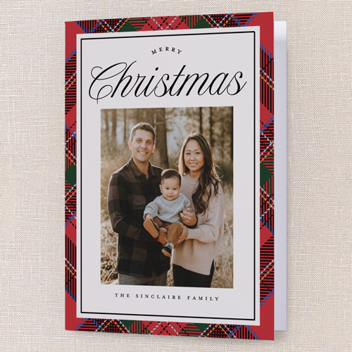 Heritage Border Holiday Card, Red, 5x7 Folded, Christmas, Pearl Shimmer Cardstock, Square, Tomato