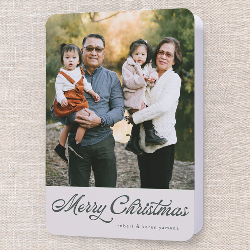 Graceful Wishes Holiday Card, Grey, 5x7 Folded, Christmas, Matte, Folded Smooth Cardstock, Rounded, Whisper Gray