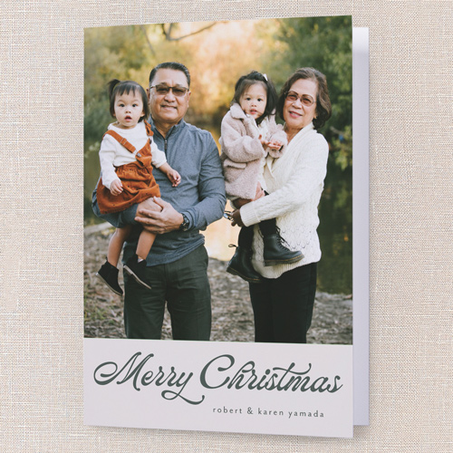 Graceful Wishes Holiday Card, Grey, 5x7 Folded, Christmas, Pearl Shimmer Cardstock, Square, Whisper Gray