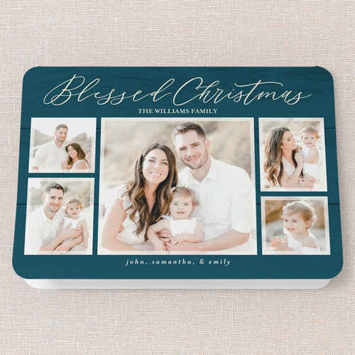 Rustic Harmony Holiday Card, Blue, 5x7 Folded, Religious, Pearl Shimmer Cardstock, Rounded, Cobalt