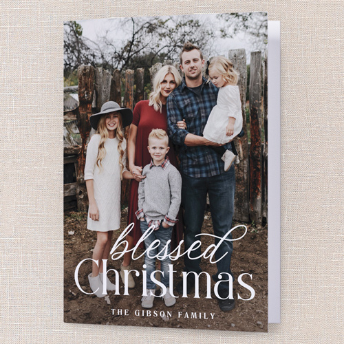 Classic Script Holiday Card, White, 5x7 Folded, Religious, Pearl Shimmer Cardstock, Square, White