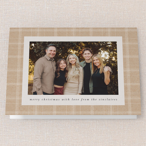 Comfortable Plaid Fringe Holiday Card, Beige, 5x7 Folded, Christmas, Matte, Folded Smooth Cardstock, Square, Cream