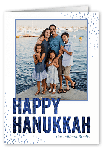 Sprinkled Smiles Hanukkah Card, Blue, 5x7 Folded, Hanukkah, Matte, Folded Smooth Cardstock, Square