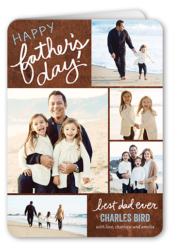 Written For Dad Father's Day Card, Brown, White, Pearl Shimmer Cardstock, Rounded