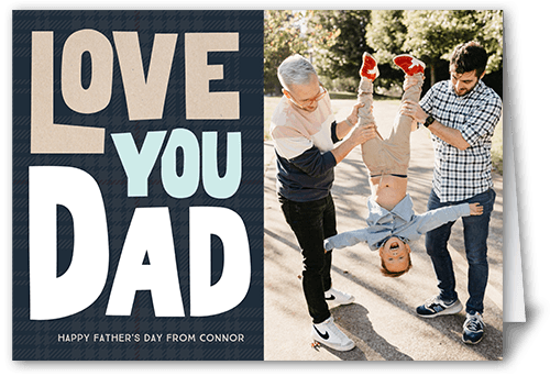Large Love Father's Day Card, Black, 5x7 Folded, Pearl Shimmer Cardstock, Square