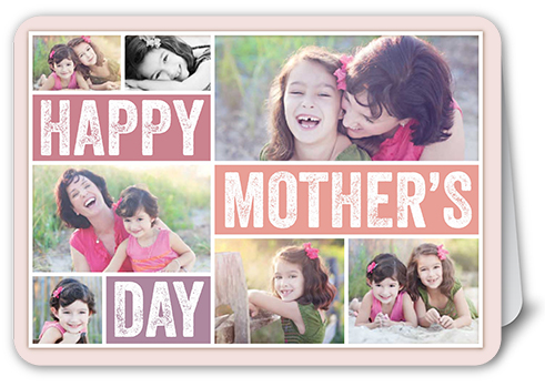 Bold Type Collage Mother's Day Card, Beige, Matte, Folded Smooth Cardstock, Rounded