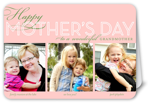 Happy Grandma Collage Mother's Day Card, Pink, Pearl Shimmer Cardstock, Rounded