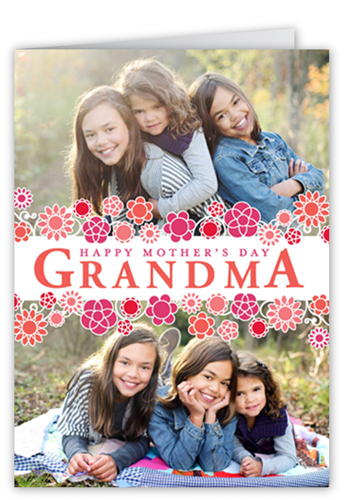 Grandma's Garden Mother's Day Card, Red, Pearl Shimmer Cardstock, Square