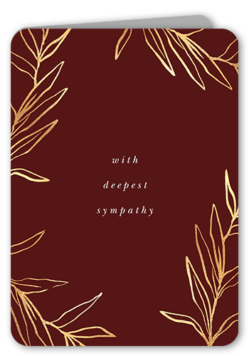 Caring Condolences Sympathy Card, Red, 5x7 Folded, Write Your Own Greeting, Pearl Shimmer Cardstock, Rounded, Velvet