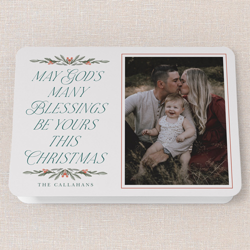 Graceful Greetings Religious Christmas Card, White, 5x7 Folded, Religious, Pearl Shimmer Cardstock, Rounded, White