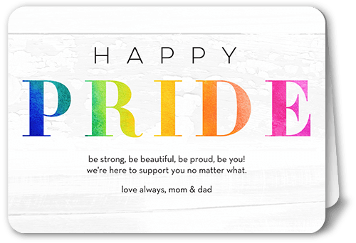 Bright Pride Pride Month Greeting Card, White, 5x7 Folded, Pearl Shimmer Cardstock, Rounded