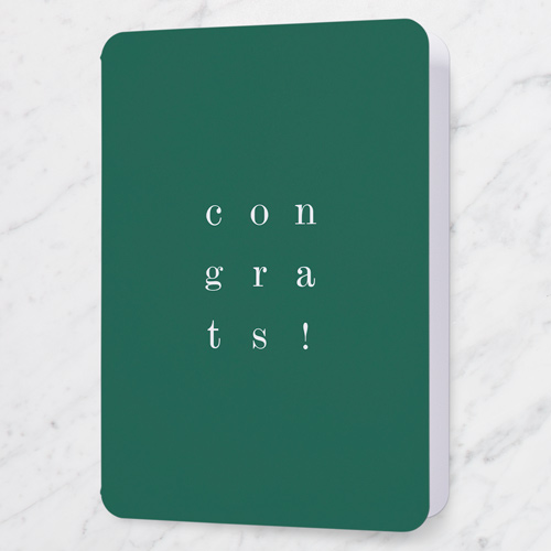 Congrats Grid Graduation Greeting Card, Green, 5x7 Folded, Pearl Shimmer Cardstock, Rounded