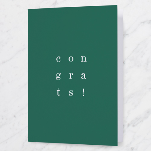 Congrats Grid Graduation Greeting Card, Green, 5x7 Folded, Pearl Shimmer Cardstock, Square