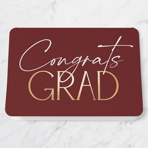 Solid Type Graduation Greeting Card, Red, 5x7 Folded, Pearl Shimmer Cardstock, Rounded