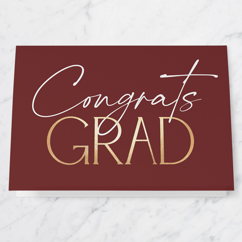 Solid Type Graduation Greeting Card, Red, 5x7 Folded, Pearl Shimmer Cardstock, Square