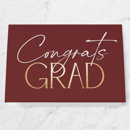 Solid Type Graduation Greeting Card, Red, 5x7 Folded, Matte, Folded Smooth Cardstock, Square