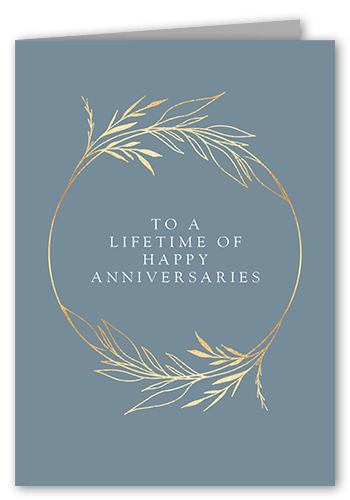 Delicate Circle Anniversary Card, Blue, 5x7 Folded, Pearl Shimmer Cardstock, Square
