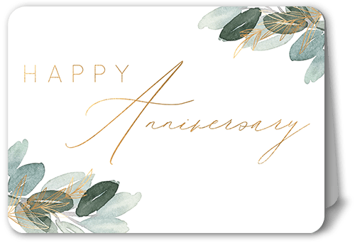 Floral Fondness Anniversary Card, White, 5x7 Folded, Pearl Shimmer Cardstock, Rounded