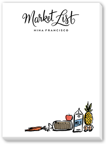 Market List 5x7 Notepad, White, Matte