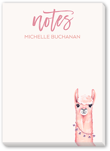 Llama Thoughts Notepad, Pink, Matte