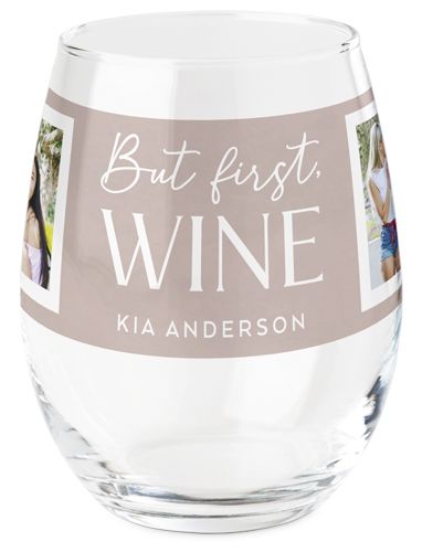 First Wine Printed Wine Glass, Printed Wine, Set of 1, Brown, sap