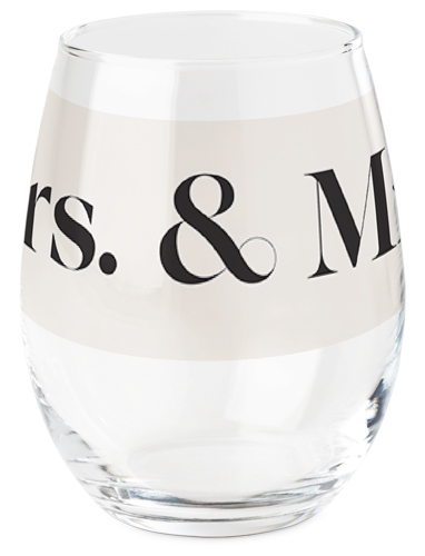 Mrs & Mrs Printed Wine Glass, Printed Wine, Set of 1, Multicolor