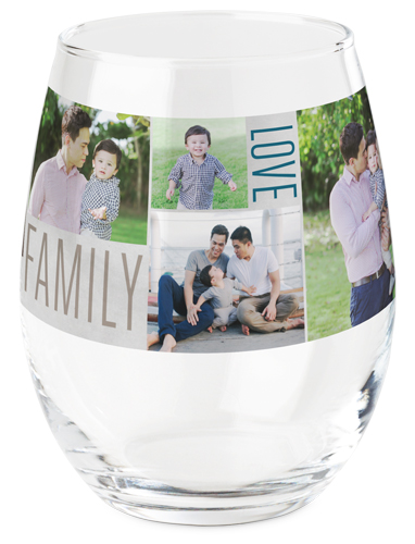 Family Love Hugs Printed Wine Glass, Printed Wine, Set of 1, Gray