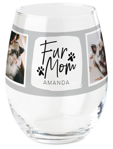 Simply Chic Fur Mom Printed Wine Glass, Printed Wine, Set of 1, Gray