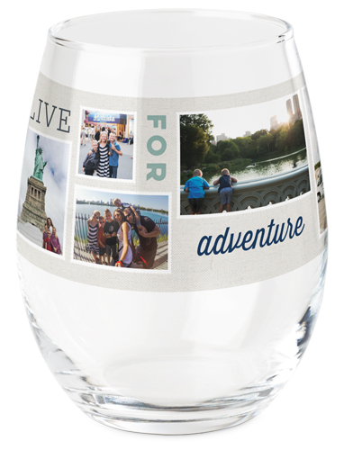 Live For Adventure Printed Wine Glass, Printed Wine, Set of 1, Beige
